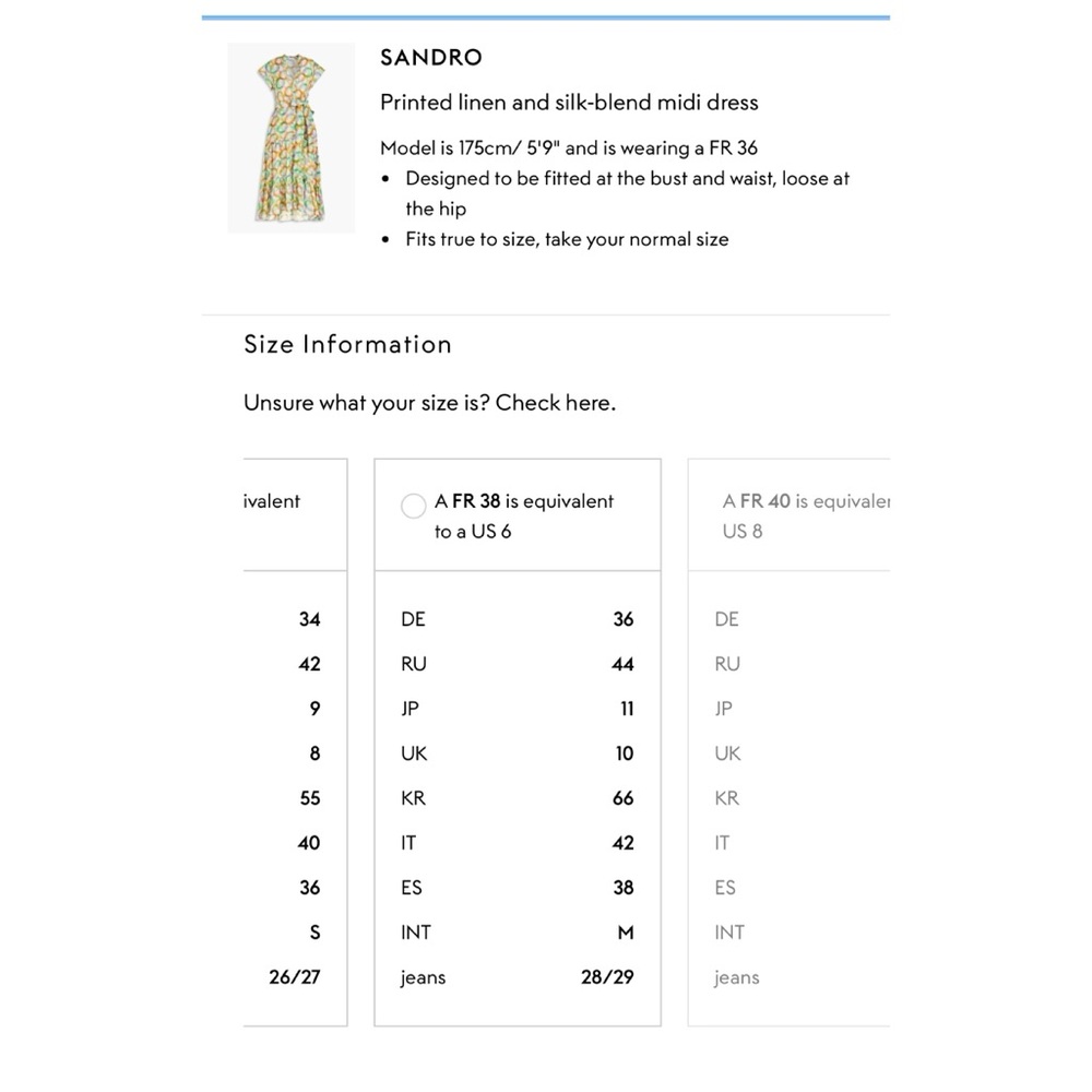 Sandro Printed Linen and Silk-blend Midi Dress - Size 38FR/6 US - Picture 12 of 14